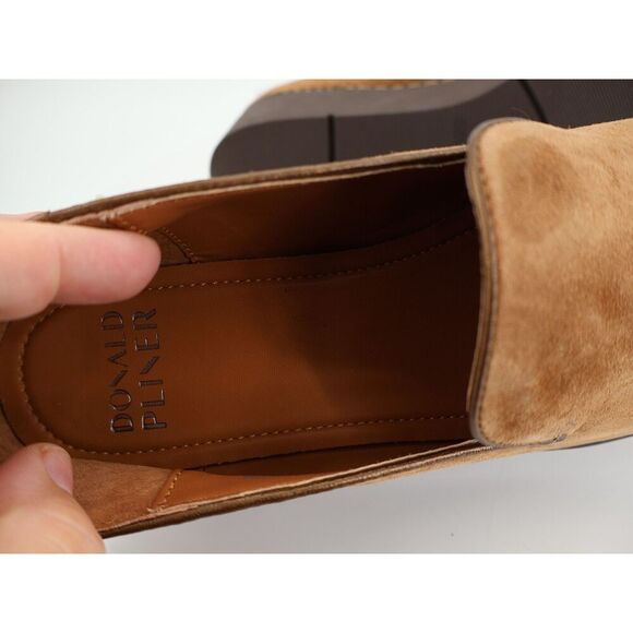 Donald Pliner Witty Leather Loafer Size 10 M Brown Platform Suede Slip On Shoes - Picture 6 of 14